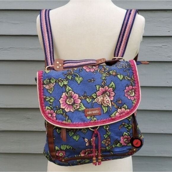 Sakroots Artist Circle Lagoon True Love Floral Butterfly Convertible Backpack - Picture 1 of 8